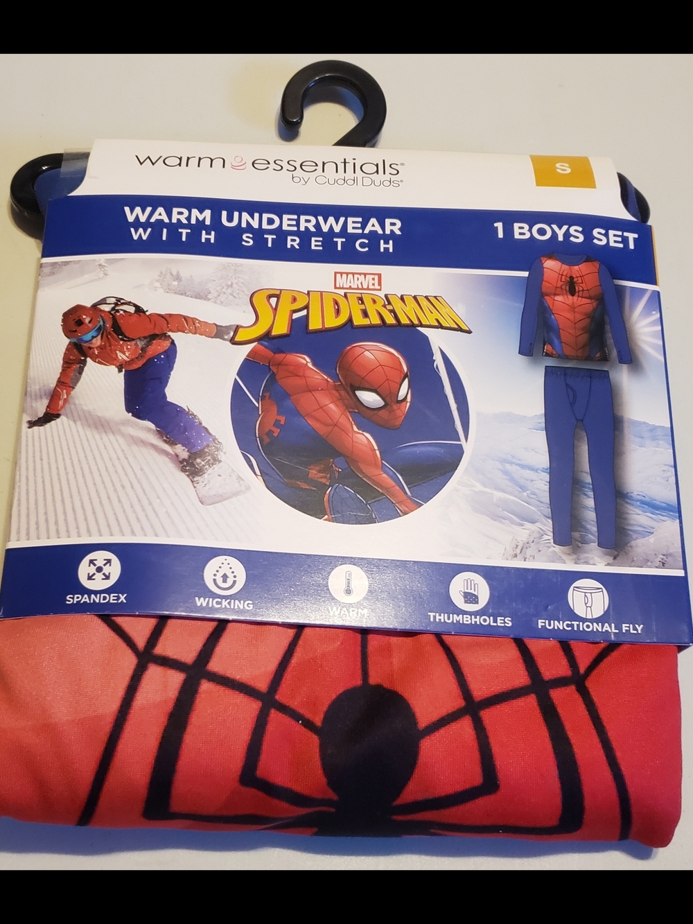 Marvel Spider-Man Red and Blue Boys' Superhero Thermal Set by Warm Essentials